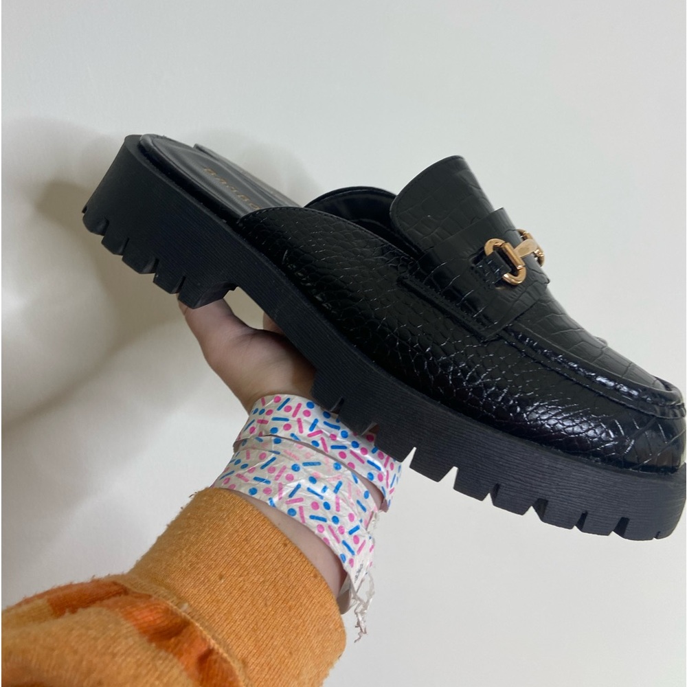Bamboo black croc loafers - Picture 2 of 6